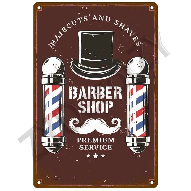 Barber Shop Plaque Metal Sign Vintage For Door Tin Sign Home Interior Paintings Mancave Wall Posters Room Decoration Decor Art