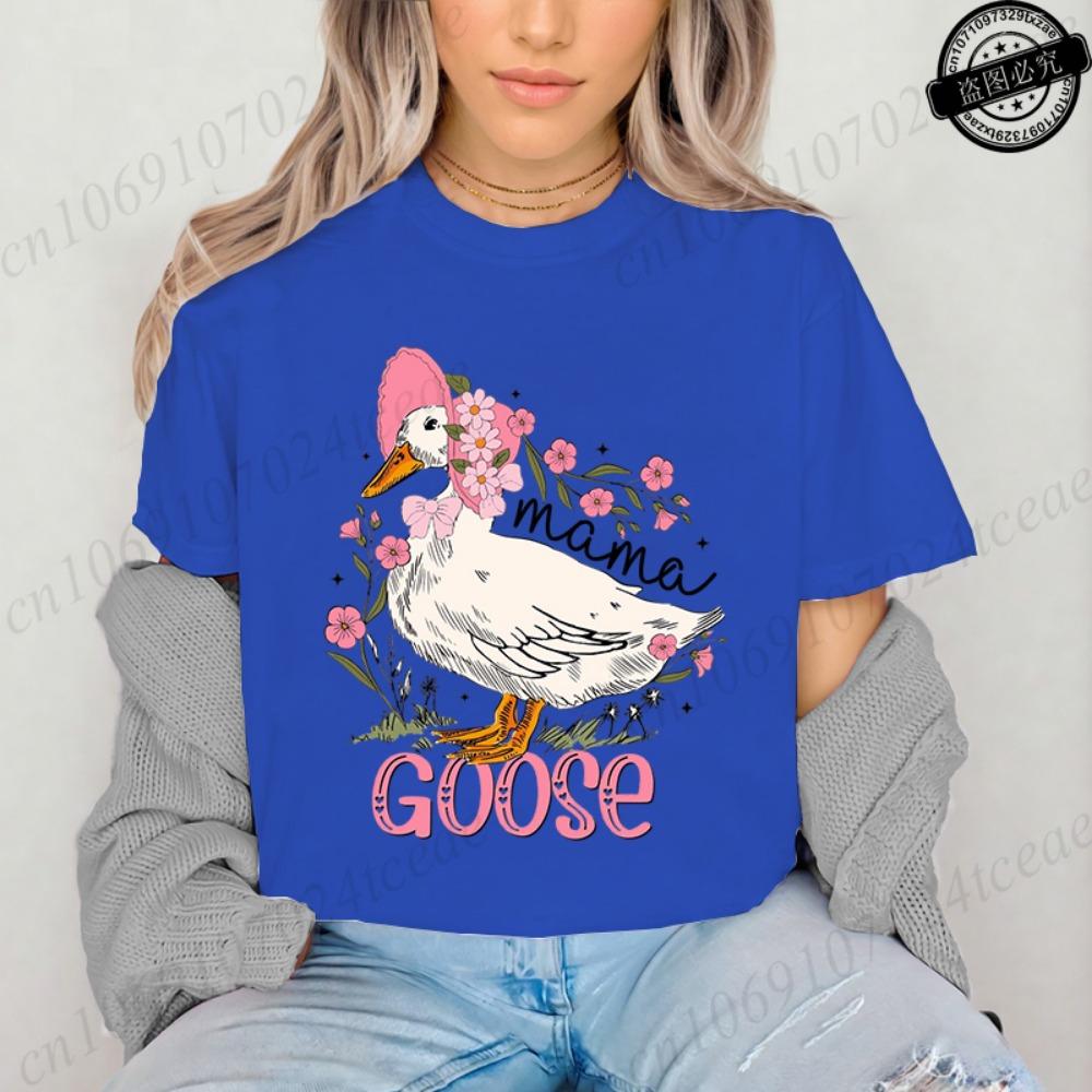 Mama Goose Cute T-Shirts for Women,Grateful for Being Mom Tee Tops,Strong and Bless Mom Women's Shirt Clothes,Gift for Mother
