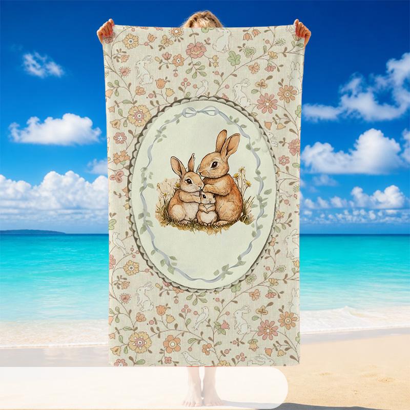 Quick Dry Beach Towel Peter Rabbit Pattern, Lightweight Absorbent Towel for Pool Beach Vacation Use
