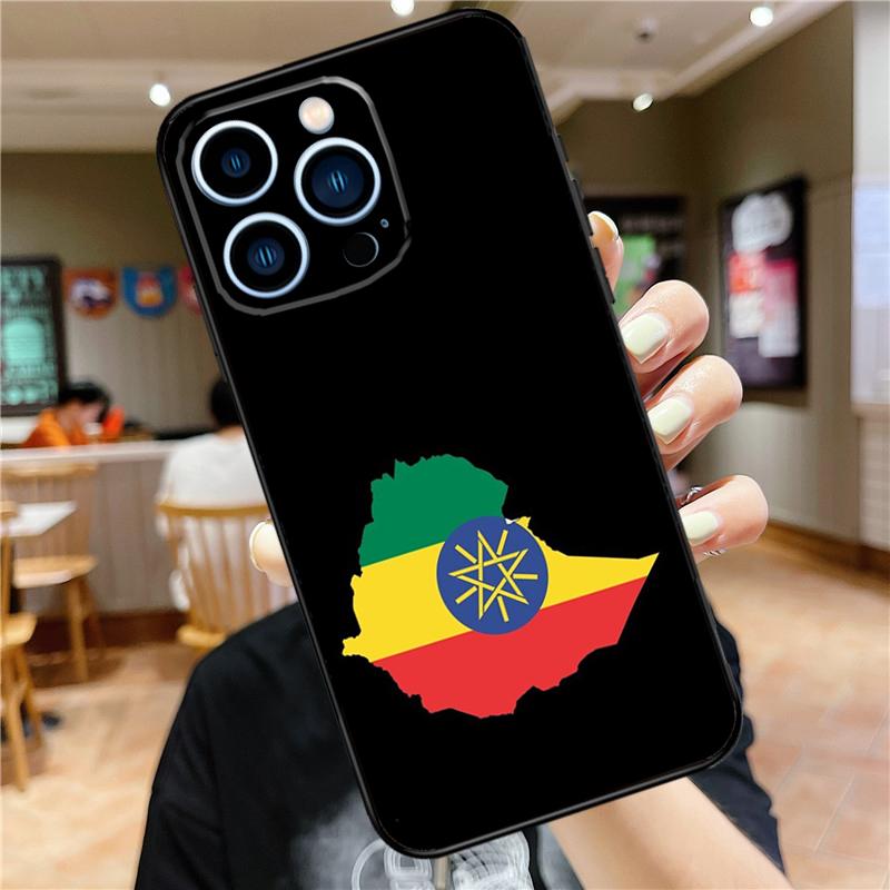 Cool Ethiopia Flag Case For iPhone 17 16 15 14 13 12 11 Pro Max Mini Plus 16e 17 Air Bumper Cover Accessories