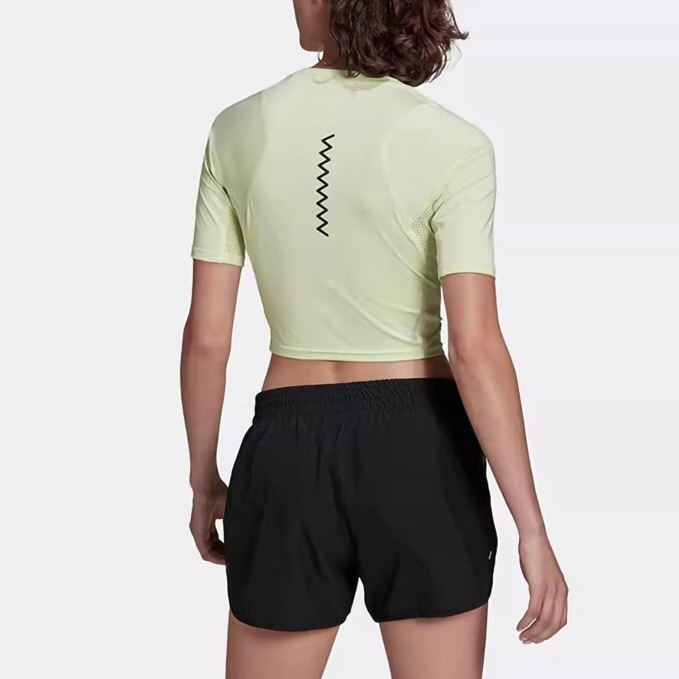 Adidas Solid Color Comfortable Brand Logo Fitted Short Sleeve T-Shirt Women Tops Green HB9261
