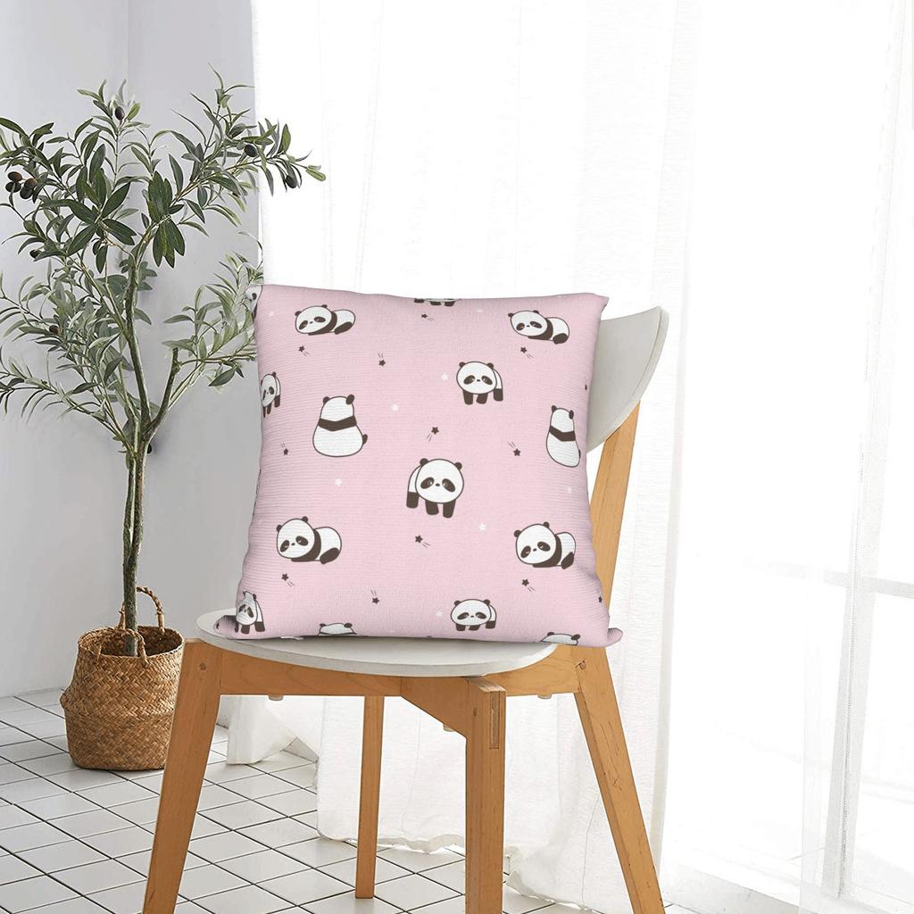Pink Cute Cartoon Panda Square Pillow Case Cushion Covers Awesome Zippered Decorative Throw Pillow Case Cover For Home 18"X18"