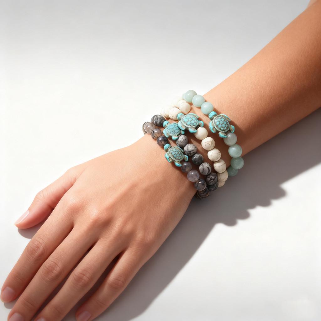 Geometric Turquoise And Lava Stone Beaded Bracelets For Men Women Gift