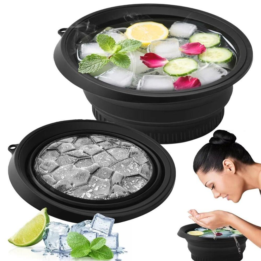 Silicone Foldable Face Ice Bath Bowl Large Ice Water Facials Bowl Ice Folding Basin  Travel