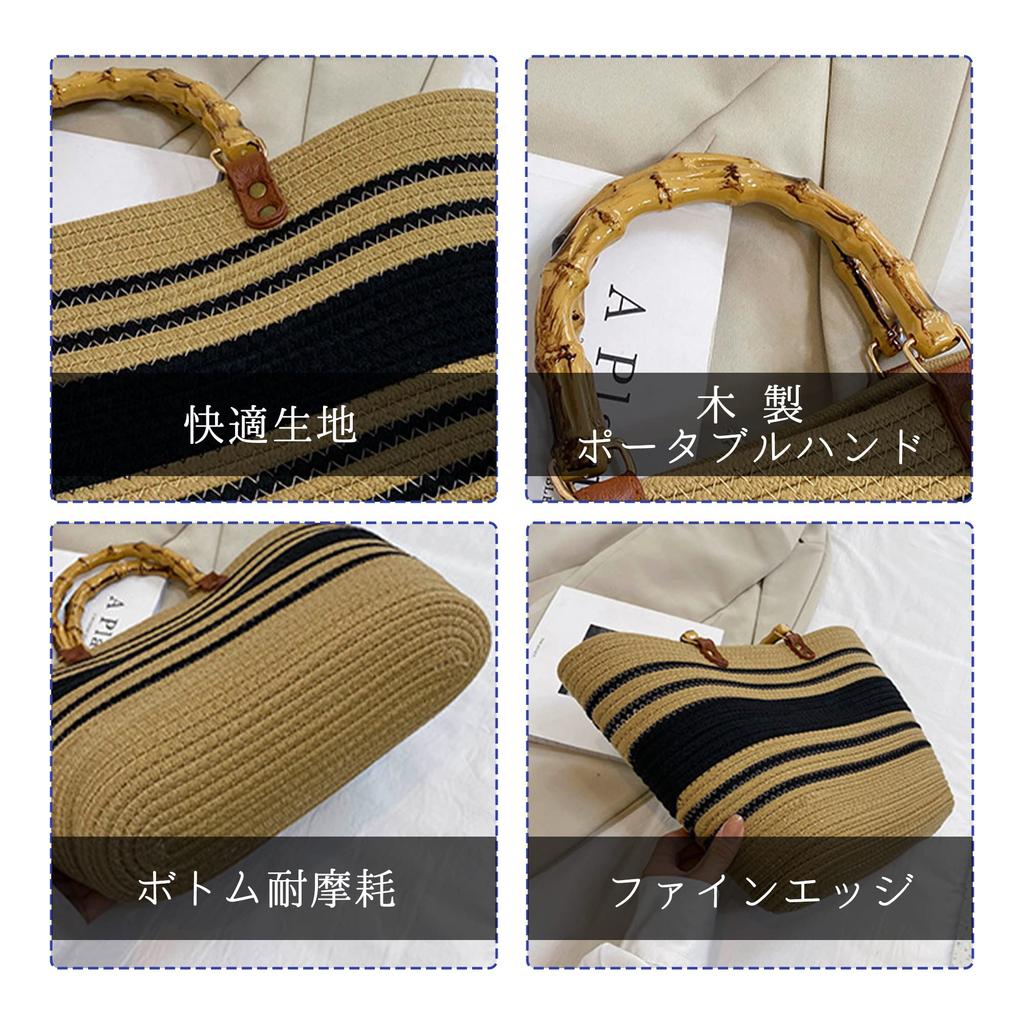 Muzhilun Women's Woven Straw Bag, Large, Handmade Woven Basket with Handles, Bamboo Tote Summer Beach Bag, Beach Bag, Woven Bag, Handwoven Basket