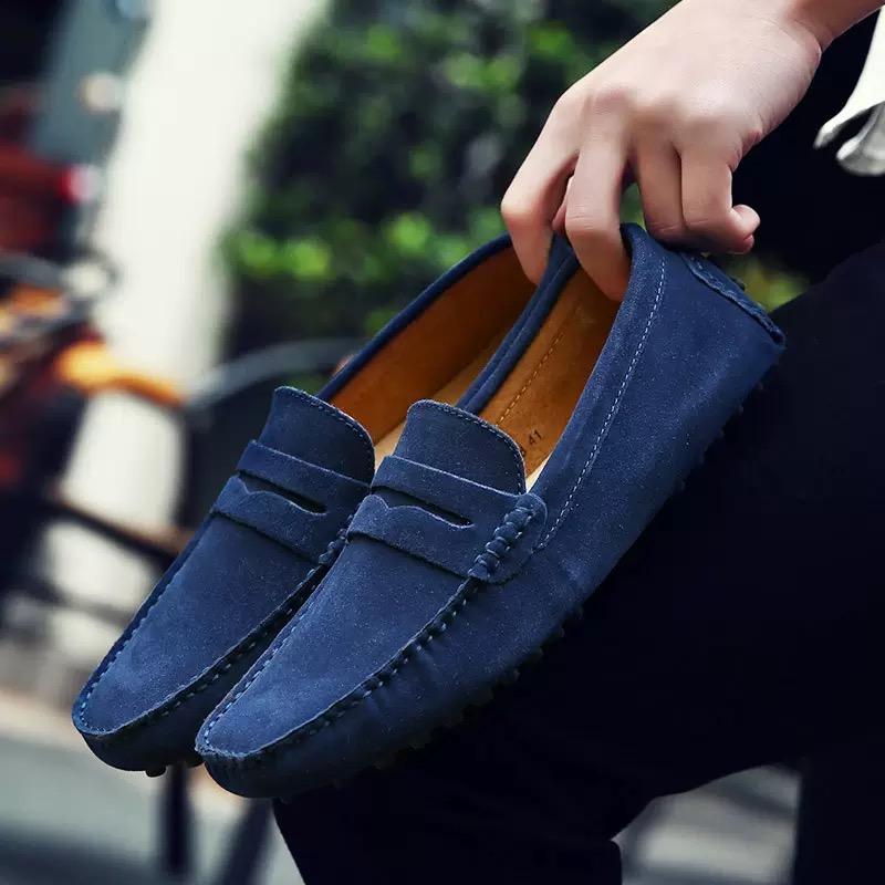High Quality Men's Loafers Handmade Suede Genuine Mens Shoes Flat Comfort Driving Shoes Lightweight Slip On Casual Shoes