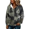 Women's Fashion Hooded Halloween Print Sweatshirt with Buttons for Festive