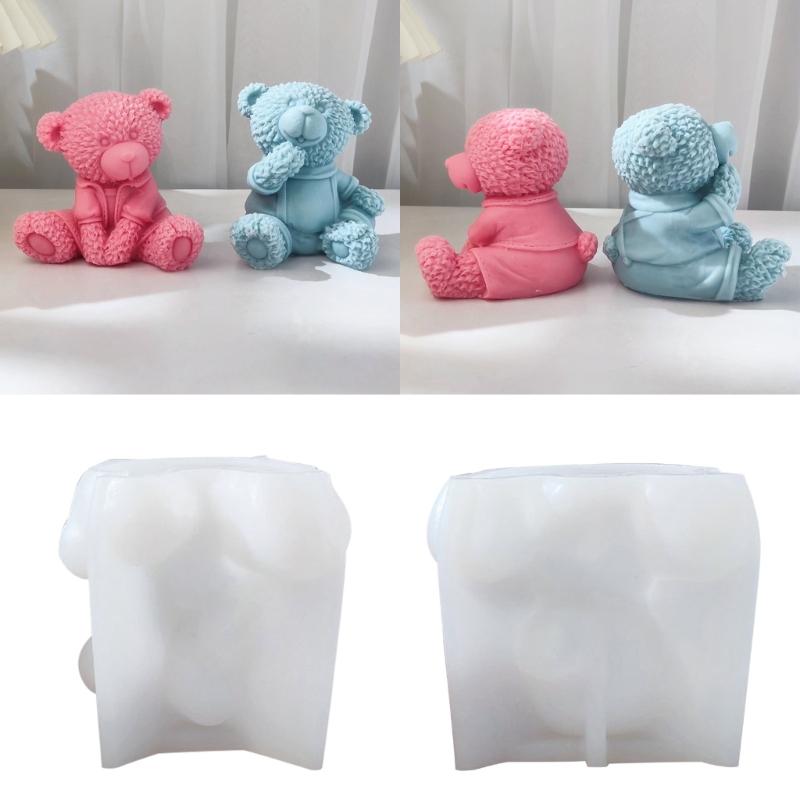 Candle Mold for Candle Making Sitting Bear Silicone Mold for Aromatherapy Plaster Colored Gypsum Mould DIY Crafts