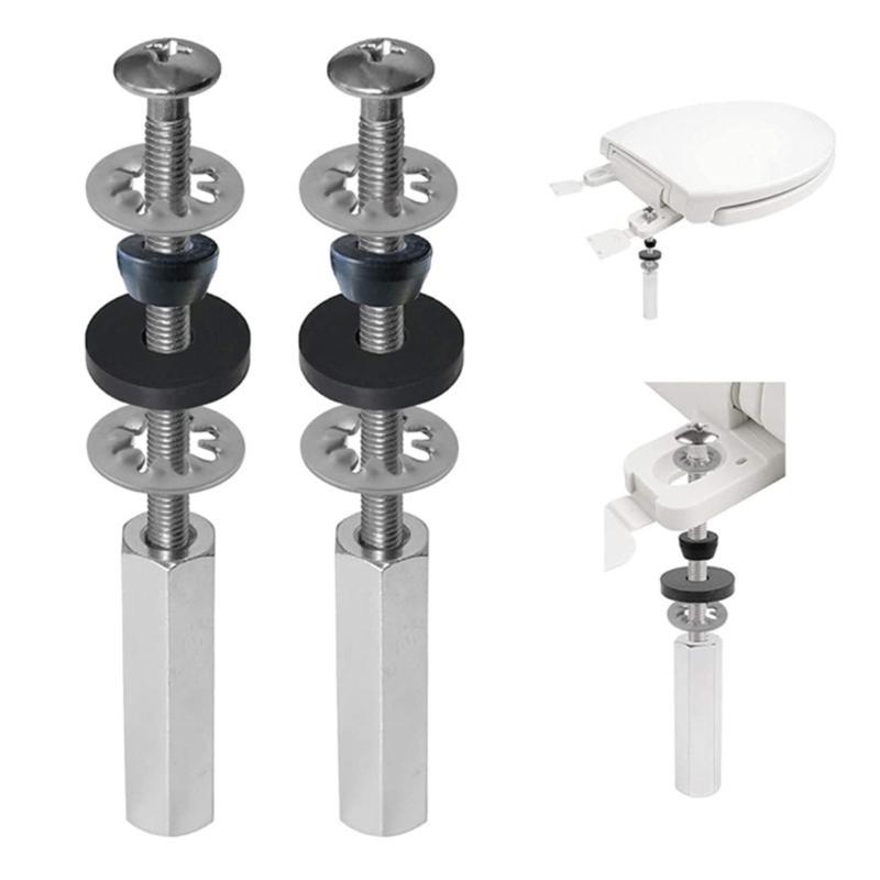 2Pcs Toilet Seat Bolts Set Portable Sturdy Replacement Screws and Rubber Washers for Secure Easy Installation Designs