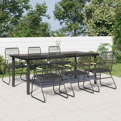 Vidaxl 7-Piece Garden Furniture Set, Black, PVC Rattan