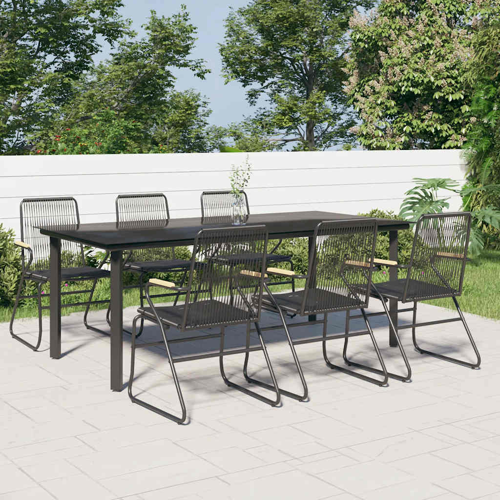 Vidaxl 7-Piece Garden Furniture Set, Black, PVC Rattan