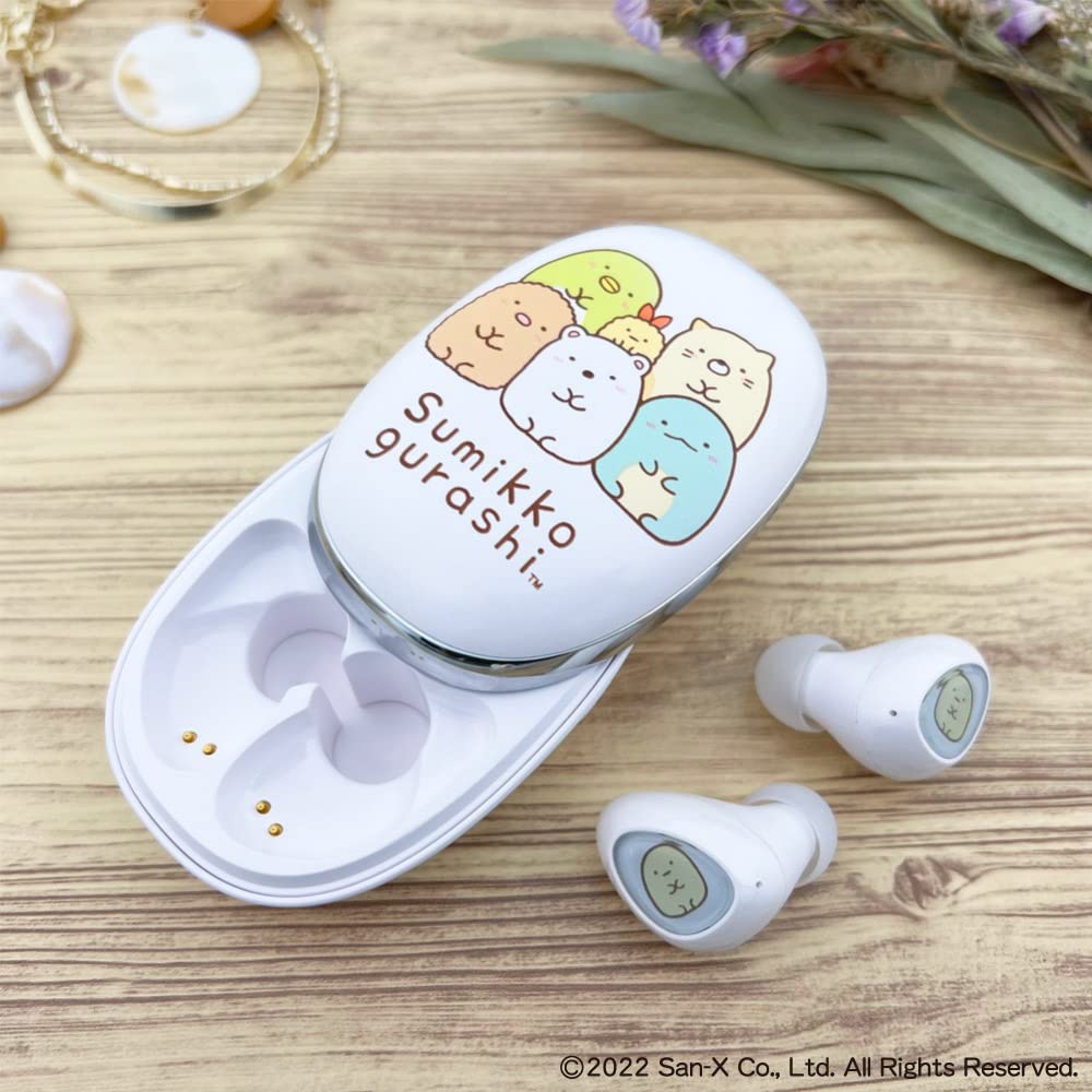 Tama Electronics Sumikkogurashi SX-BS69W-G True Wireless Earbuds, Bluetooth 5.0 with Mic, 5 Hours of Music Playback, 3 Hours of Talk Time, 57 Hours