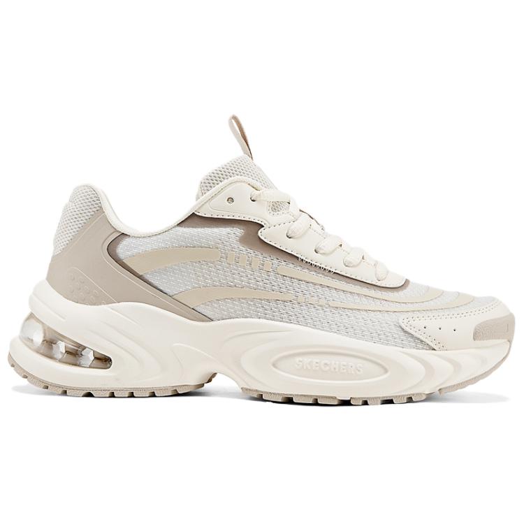 Skechers Street Textile, Synthetic Leather Cushioning Abrasion Resistant Low Top Chunky Sneakers Women's Beige 177607-NAT