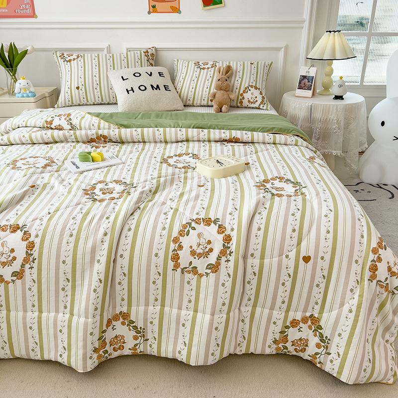 Summer Quilt 2024 New Double Layer Yarn Water Wash Printed Cool Blanket For Summer Flower  Air Conditioning Quilt Sheet