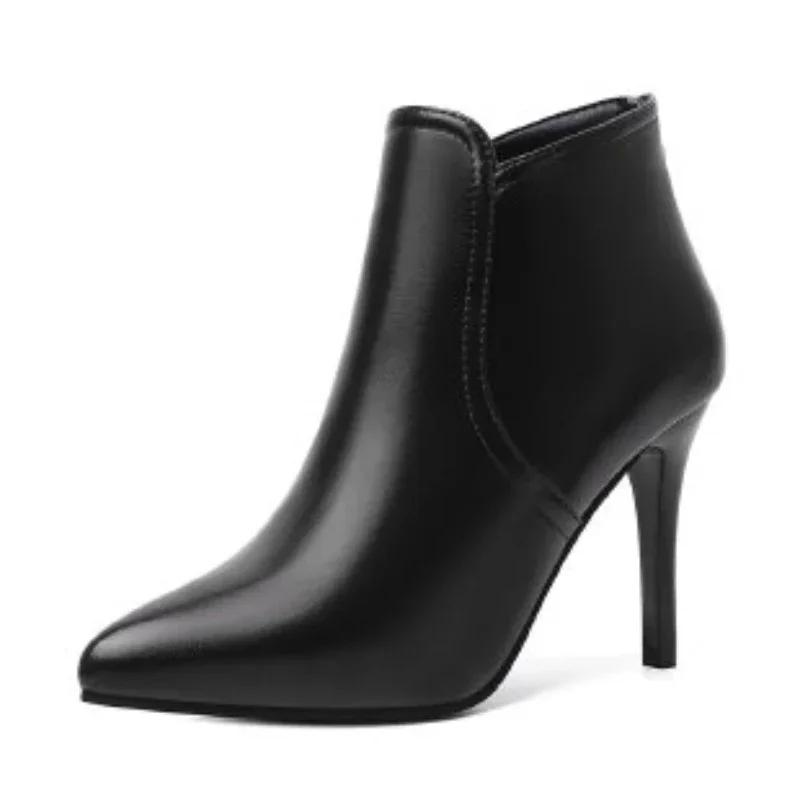 Women's Sexy Pointed Ultra High Heel Ankle Boots Autumn/Winter Warm Short Fur Velvet Boots Popular for Women