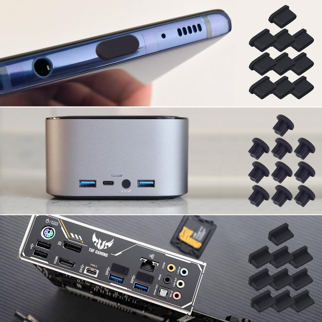 50 Pcs 7 Types USB Port Cover, Silicone USB C Port Dust Plugs Cap Cover for USB A Female/Male, USB C Cap, 3.5mm Headphone, HDMI, RJ45 Ethernet