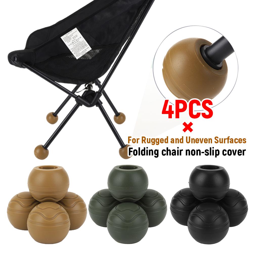 4Pcs Stabilizing Rubber Ball Feet Shock Absorption Outdoor Chair Leg Tips Ball Cap Moon Chair Foot Cover for Helinox Chair colore verde militare