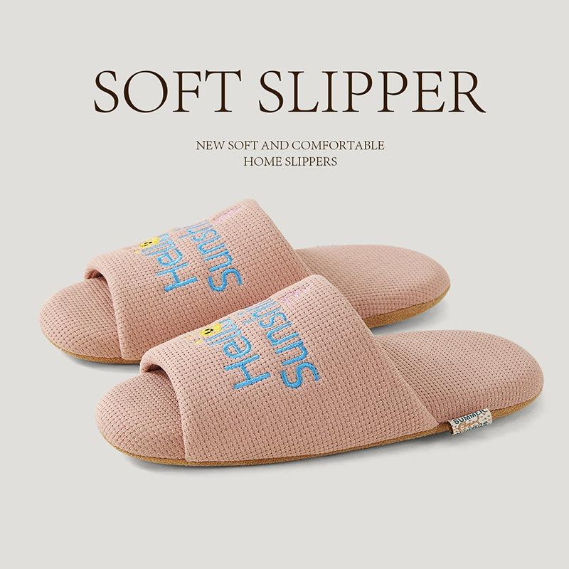 Silent silent slippers women's indoor home household one-word drag does not hurt the floor soft bottom couple four seasons cool slippers men