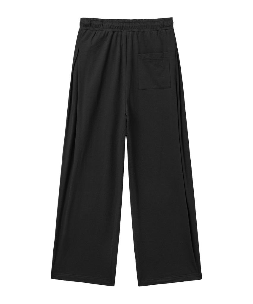 MOZMOZ Plain Side-Pleated Wide Training Pants Black
