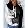 Schöner Doppelkatzen 3D-Druck Hoodie Damen Mode Übergroße Hoodies Sweatshirt Damen Sweats Damenmantel Tierpfote Sudaderas Lady