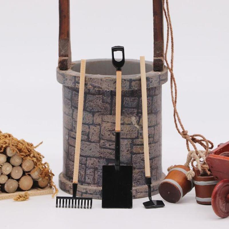 3Pcs/Set Gardening Tools Set 1:12 Dollhouse Miniature Doll House Outdoor Decor