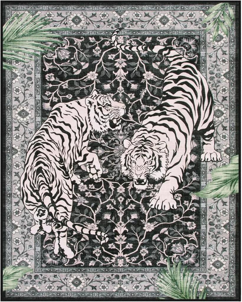 Senior Jungle Tiger Pattern Cute Room Decor Rugs Soft Antiskid Living Room Dining Room Carpet Easy Cleaning Entrance Door Mat