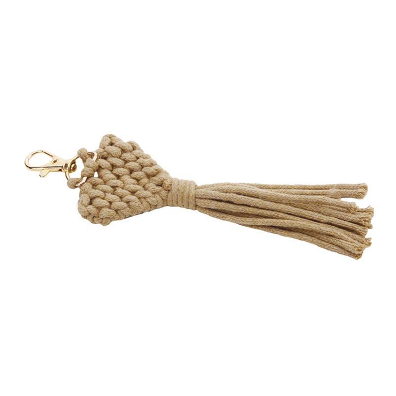 Kreative herzförmige Mini-Makramee-Schlüsselanhänger Boho handgewebte Quasten-Schlüsselanhänger für Autoschlüssel, Handtasche, Telefon, Geldbörse, Hochzeitsgeschenk