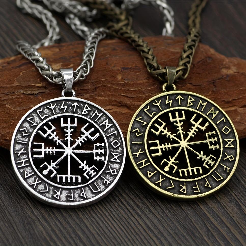 Viking Runaoding Logo Compass Pendant Men's Necklace Holiday Gift