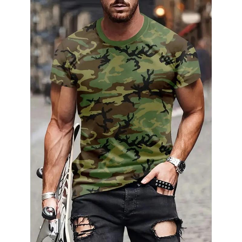 Camouflage Print Men's Tshirt Casual Comfortable Streetwear 3D Summer Outdoor Short Sleeve Crew Neck Sports Top Training T-shirt