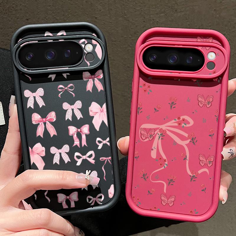 Per Google Pixel 9 Pro XL 8A 8 Pro 7A Custodia Guscio Stampa Fiori Fiocco TPU Antiurto Opaco Silicone Morbido Protezione Obiettivo Cover Telefono
