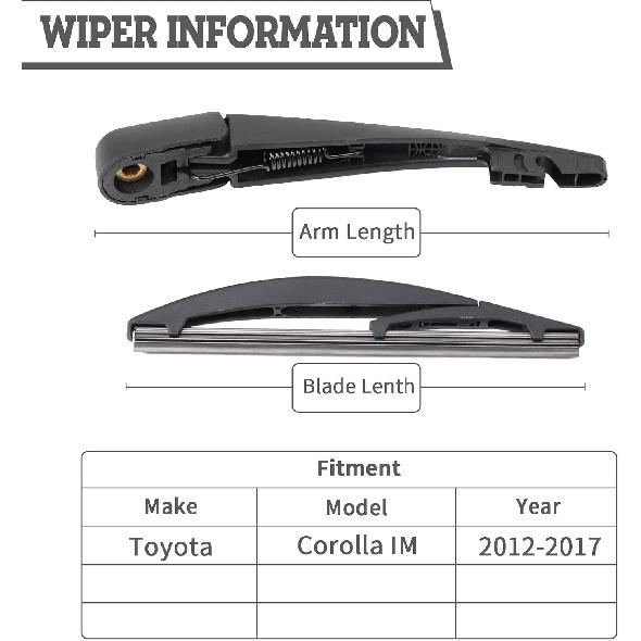 

Rear Wiper Arm Blade Nut Set Replacement for Toyota Corolla IM 2017-2018,Back Windshield Wiper Assembly with Window Wiper Cap Cover Accessories,OE: