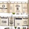 45x140cm Half Curtain Home Cafe Restaurant Vintage English Words Door Head Curtain Tavern Kitchen Partition Decor Short Curtain