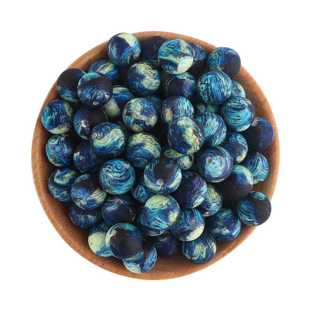 20 Stück/Los Runde Bedruckte Silikonperlen 15mm 12mm Leopardenmuster Silikonperlen Zur Schmuckherstellung DIY Schmuckzubehör