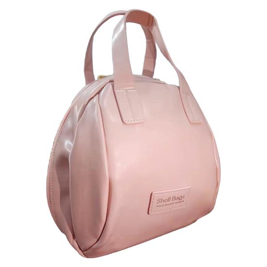 

Косметичка из гладкой искусственной кожи, вместительная, с большим количеством отделений, водонепроницаемая, с большой несущей ручкой розовый