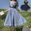 Nuovo abito blu scuro con colletto alla marinara Abito giapponese a maniche corte stile Lolita dolce con fiocco retrò Kawaii