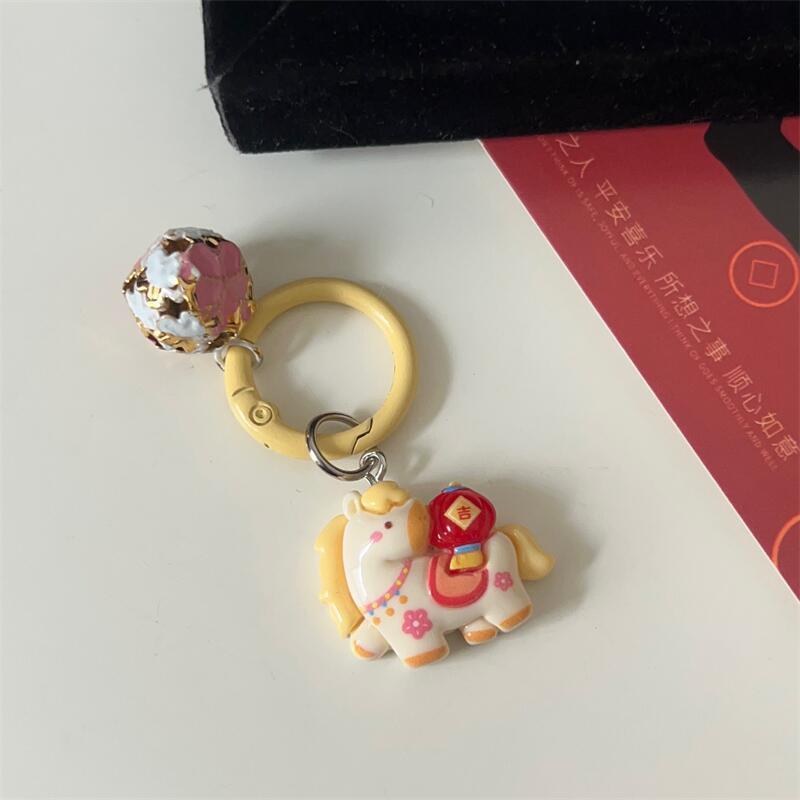 

1/5Pcs Cartoon Colored Good Fortune Pony Bell Keychain Zodiac Horse Pendant Backpack Hanging Decor Accessories Year Gift