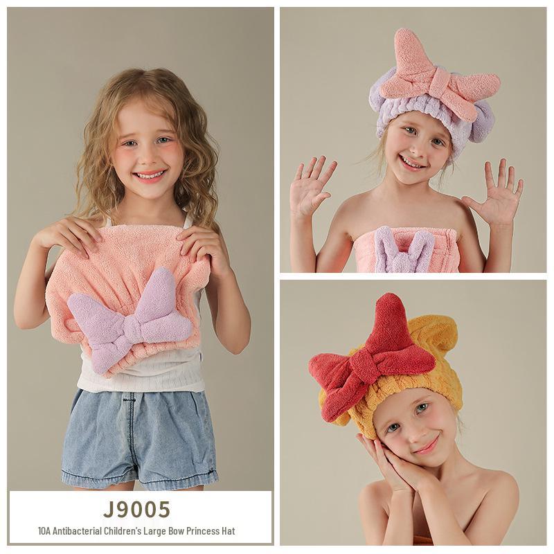 מגבת שיער כובע קורל פליז מצויר לילדים 2025 – רך, עבה, מתייבש במהירות, אביזר אמבטיה הורה-ילד