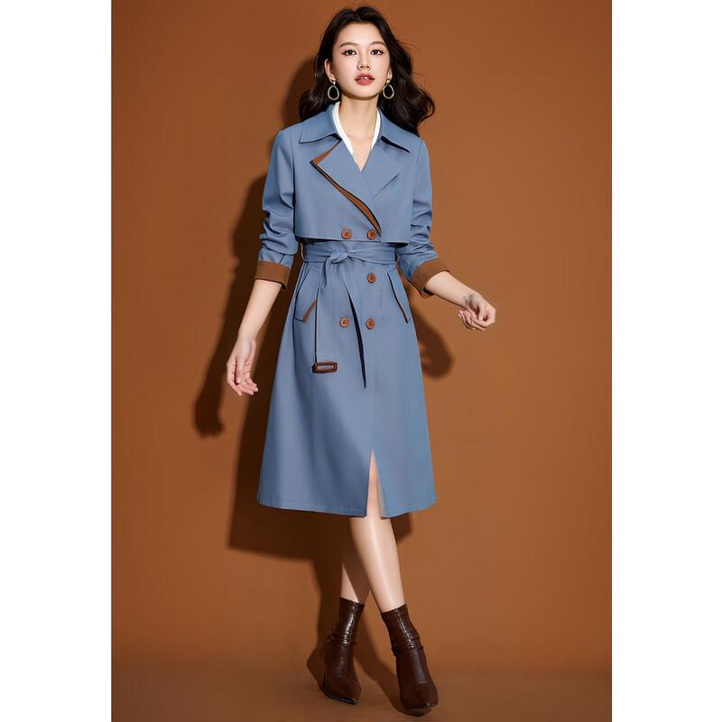 Meilannie Women s Double-Breasted Lapel Trench Coat L