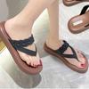 Women's Fashion Platform Slippers Summer New Round Toe Flip-flops Soft Sole Anti-slip Wear-resistant Low Heel Sandals
