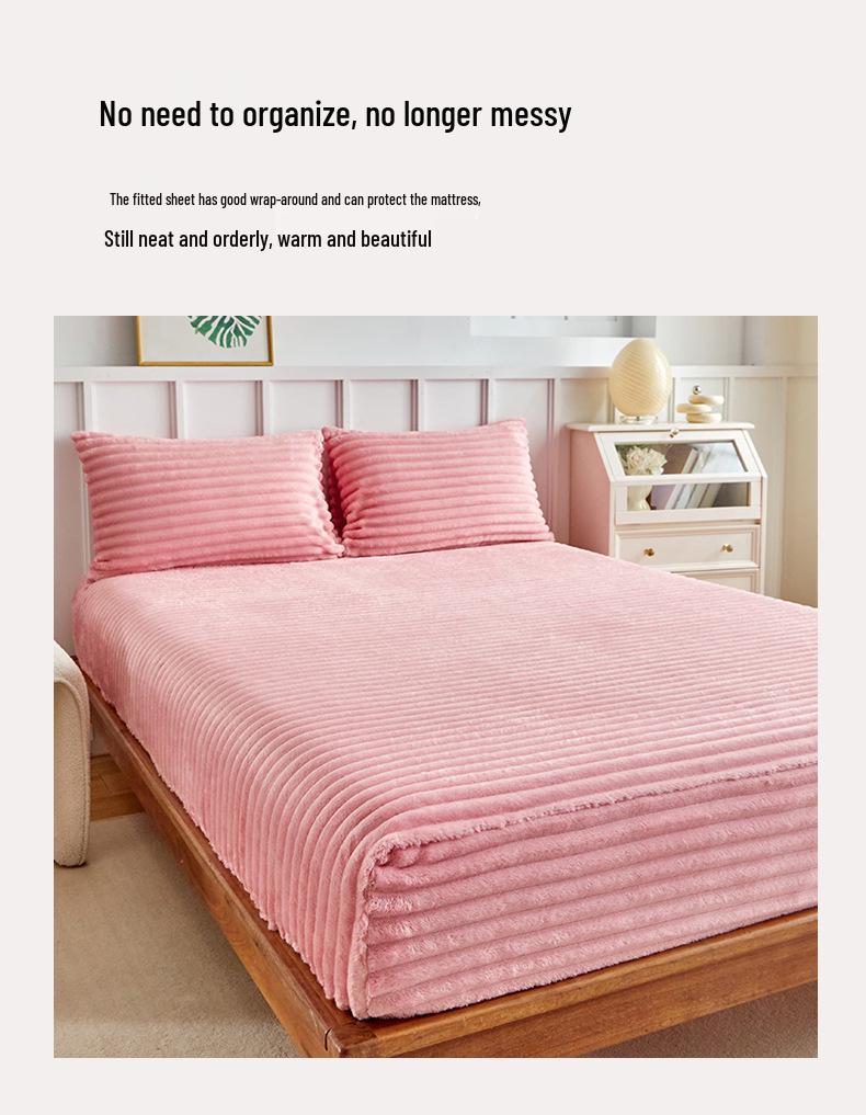 Hautfreundliches doppelseitiges Fleece-Spannbettlaken mit Kordelzug - Dickes Milchsamt Unifarbe Tagesdecke.