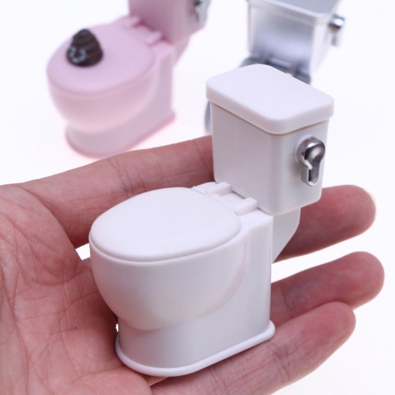 Interactive Flushing Sound Mini Toilet For Dollhouses 1/12 Scale Bathroom Set Detailed Simulation Home Decors Accessory
