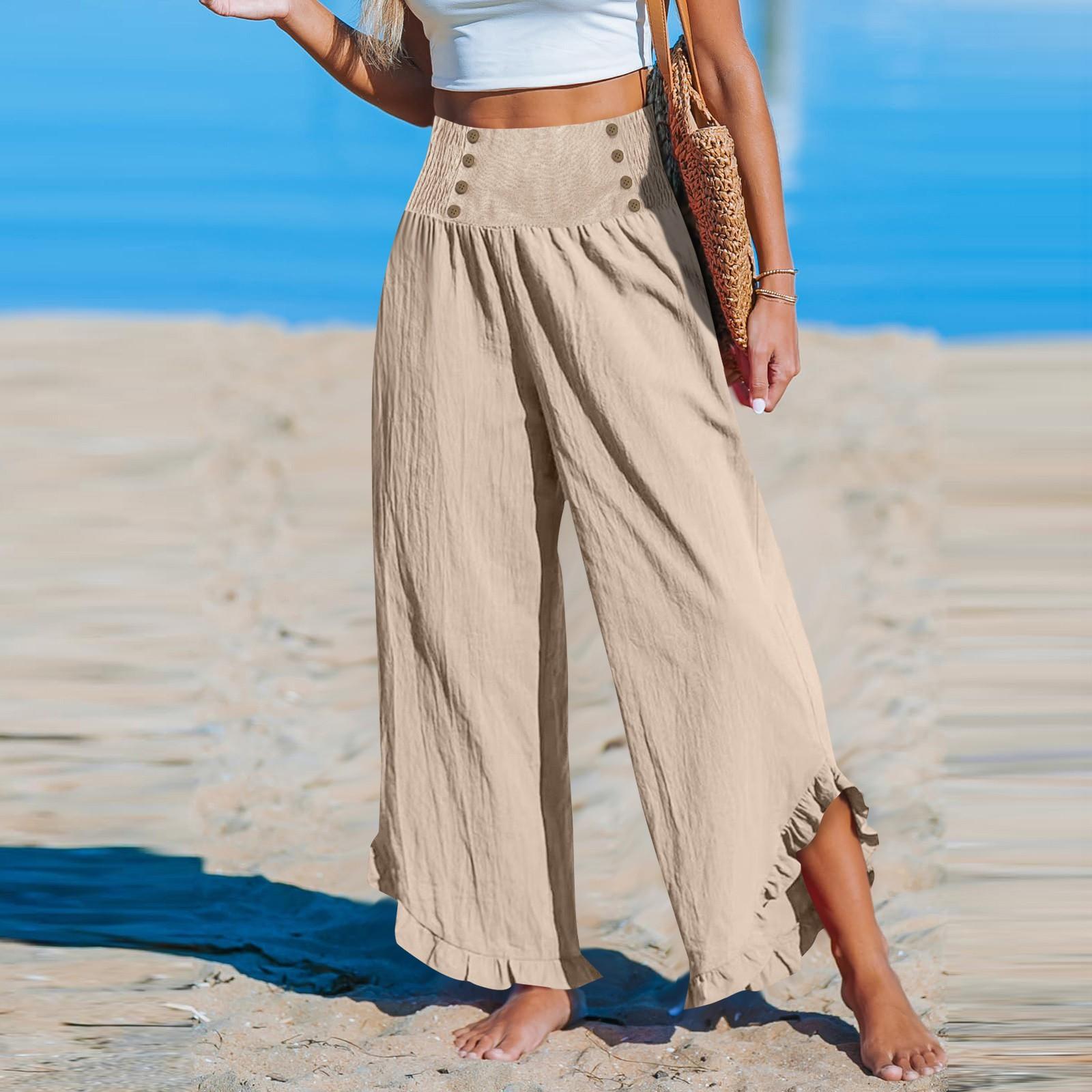 

Женские однотонные тонкие повседневные брюки с эластичной резинкой на талии, свободные брюки, длина L