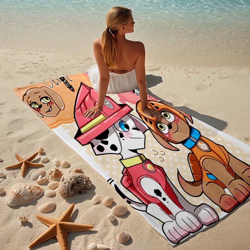 proof beach towel with a Paw Patrol characters pattern - soft,absorbent,quick-drying,machine washable - perfect for swimming,camping,bathing