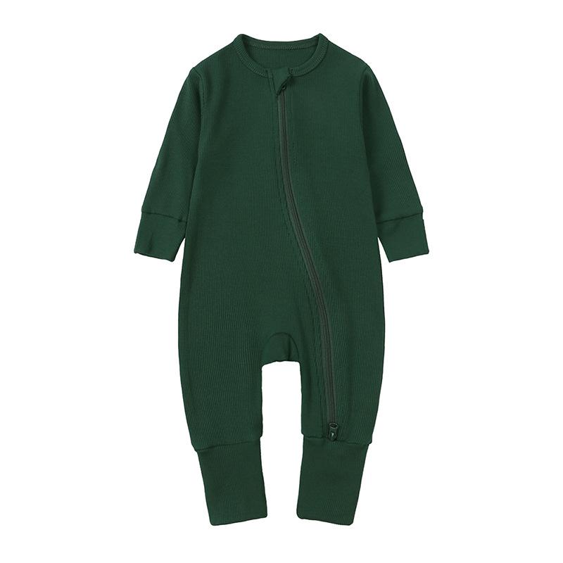 Newborn Autumn Wear Bodysuit: Long Sleeve, Mittens & Foot Cover, 0-24 Months, Solid Ribbed.