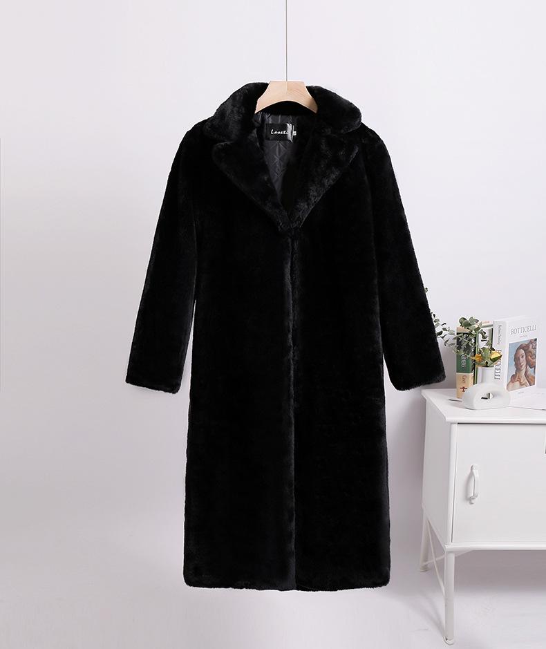 Fur jacket extended large size women's imitation rabbit fur coat to keep warm in winter
