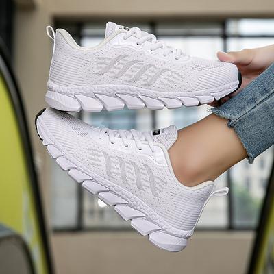 Spring New Fly-woven Breathable Running Shoes Sports Women's Casual Shoes Soft-soled Couples with the Same Versatile Little White Shoes