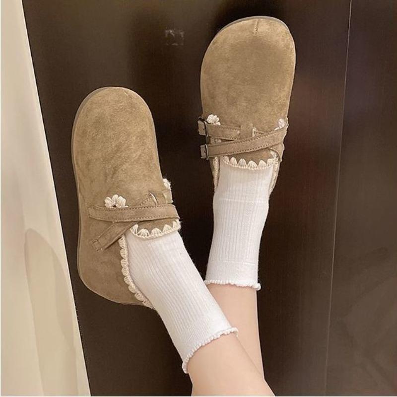 New Style of Warm Single-shoe Women's Thick-soled Height-increasing Full-cover Shoes with Fleece