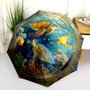 Sea Turtle  Pattern, Automatic Folding Umbrella, Portable and Foldable Design, 8 Ribs, a Christmas or Birthday Gift.
