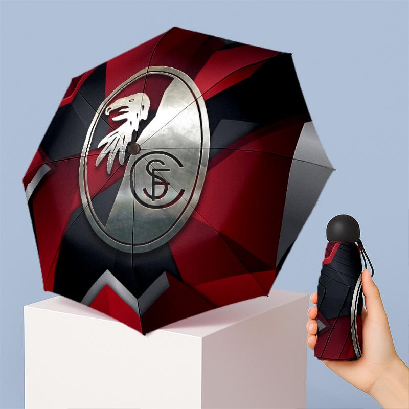 SC Freiburg FC Mini 5 Fold Pocket Umbrella Compact Lightweight Anti UV Rain Sun Protection Umbrella Portable Travel Umbrella