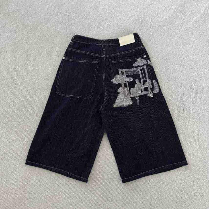Cross Border Derschutze Deserto Musa Velo Ricamo Industria Pesante Pantaloncini Dritti Street Vintage Tendenza Jeans